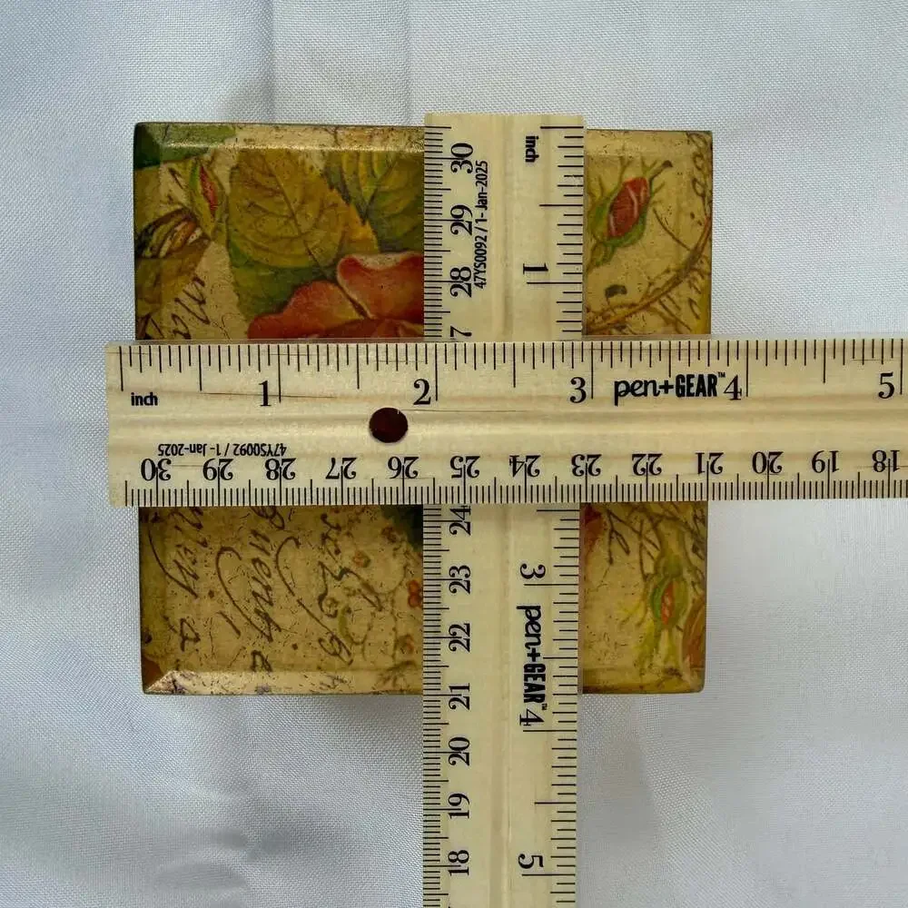 2 small memory keepsake boxes Victorian découpage style floral
